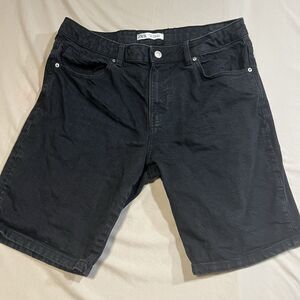 Zara Men’s Black Denim Shorts Size 36 Five-Pocket Classic Zip Fly